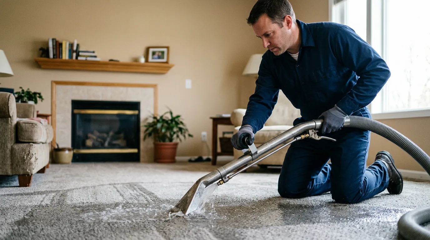 Water damage restoration technician working near Glidden, TX
